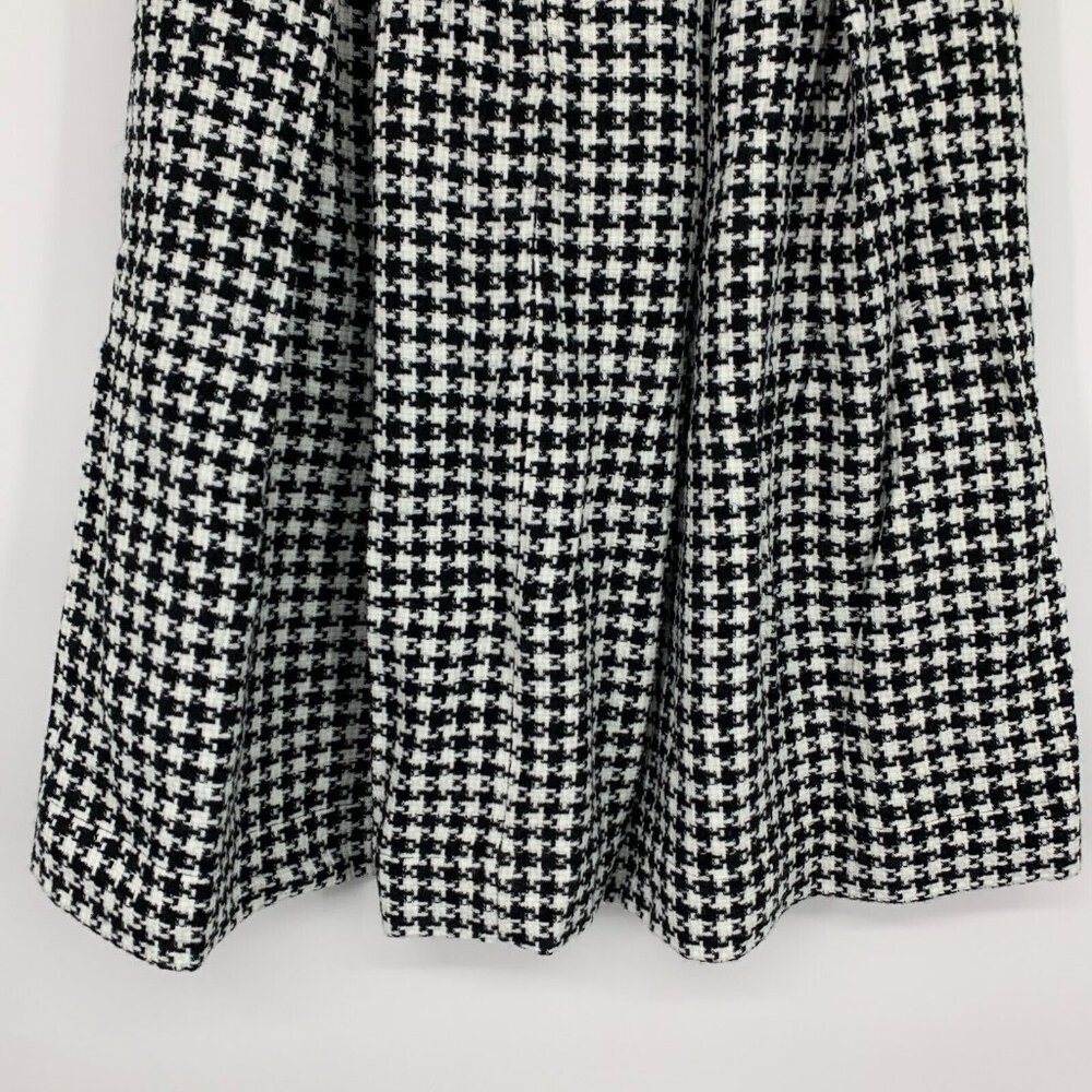 Who What Wear Skirt Black Houndstooth Tweed Pleated Midi Birdcage - Picture 5 of 8
